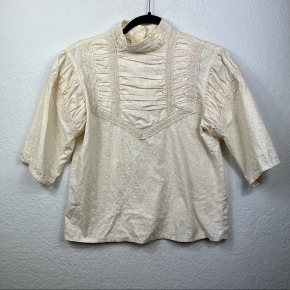 Jessica's Gunnies Sax San Francisco Pleated Ruched Puff Sleeve Blouse - Picture 1 of 9